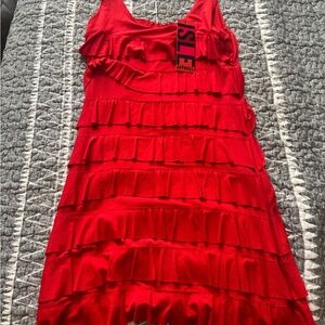 Red Ruffled Tiered Mini Dress